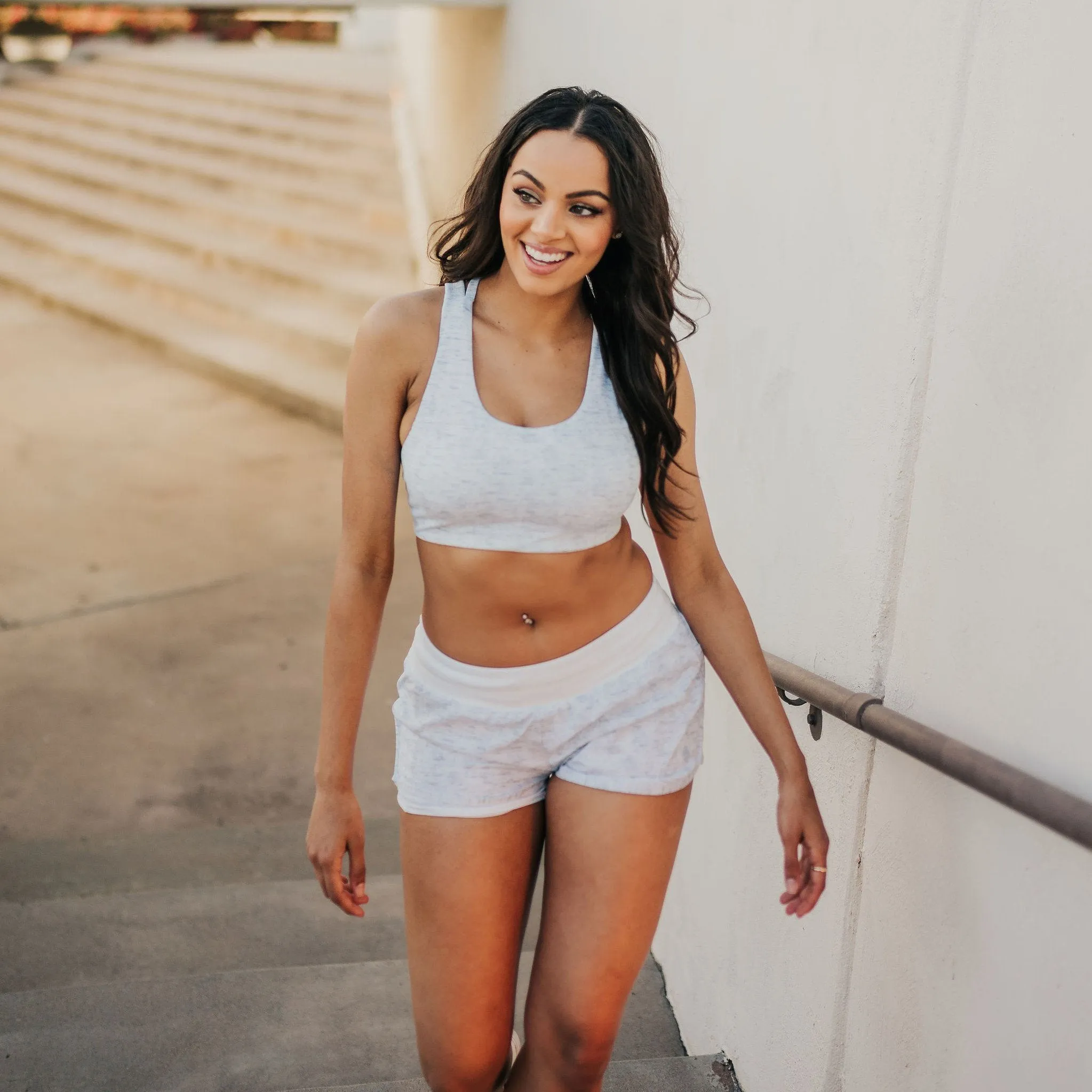 Strappy Sports Bra - Heathered White