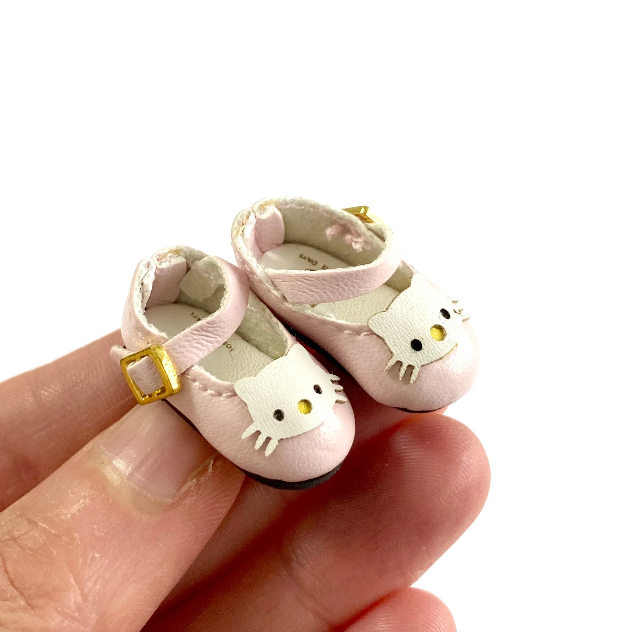 Tiny leather Blythe doll shoes Pink Blue Cat Kitty BJD doll shoes