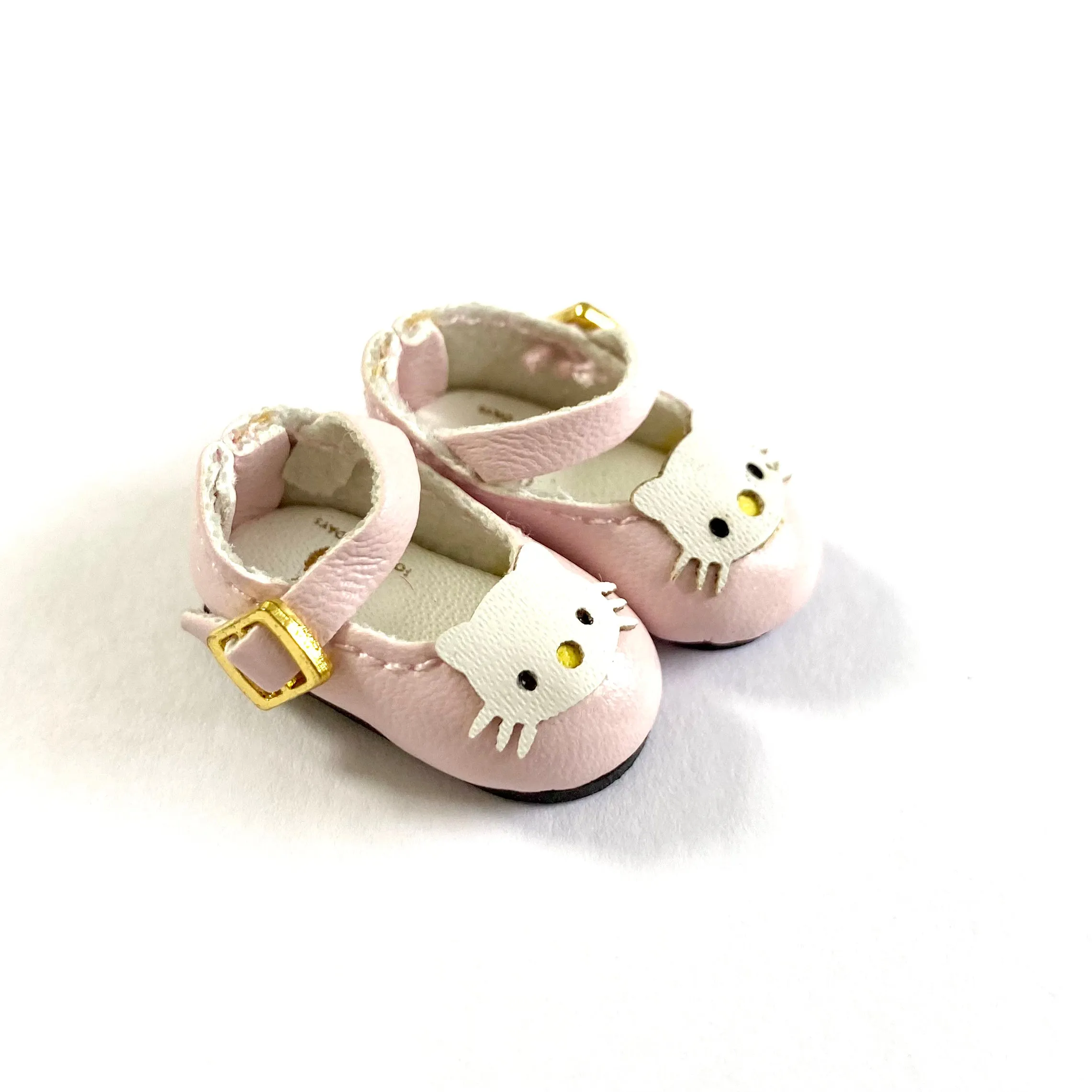 Tiny leather Blythe doll shoes Pink Blue Cat Kitty BJD doll shoes