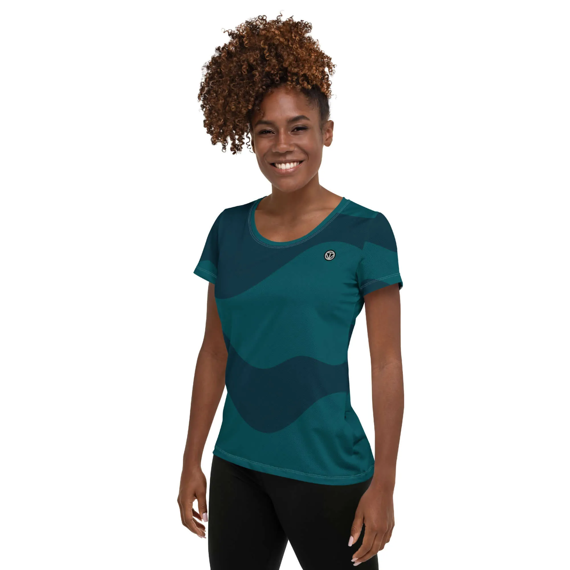 TOV Damen Sport T-Shirt ABSTRACT (Blau)