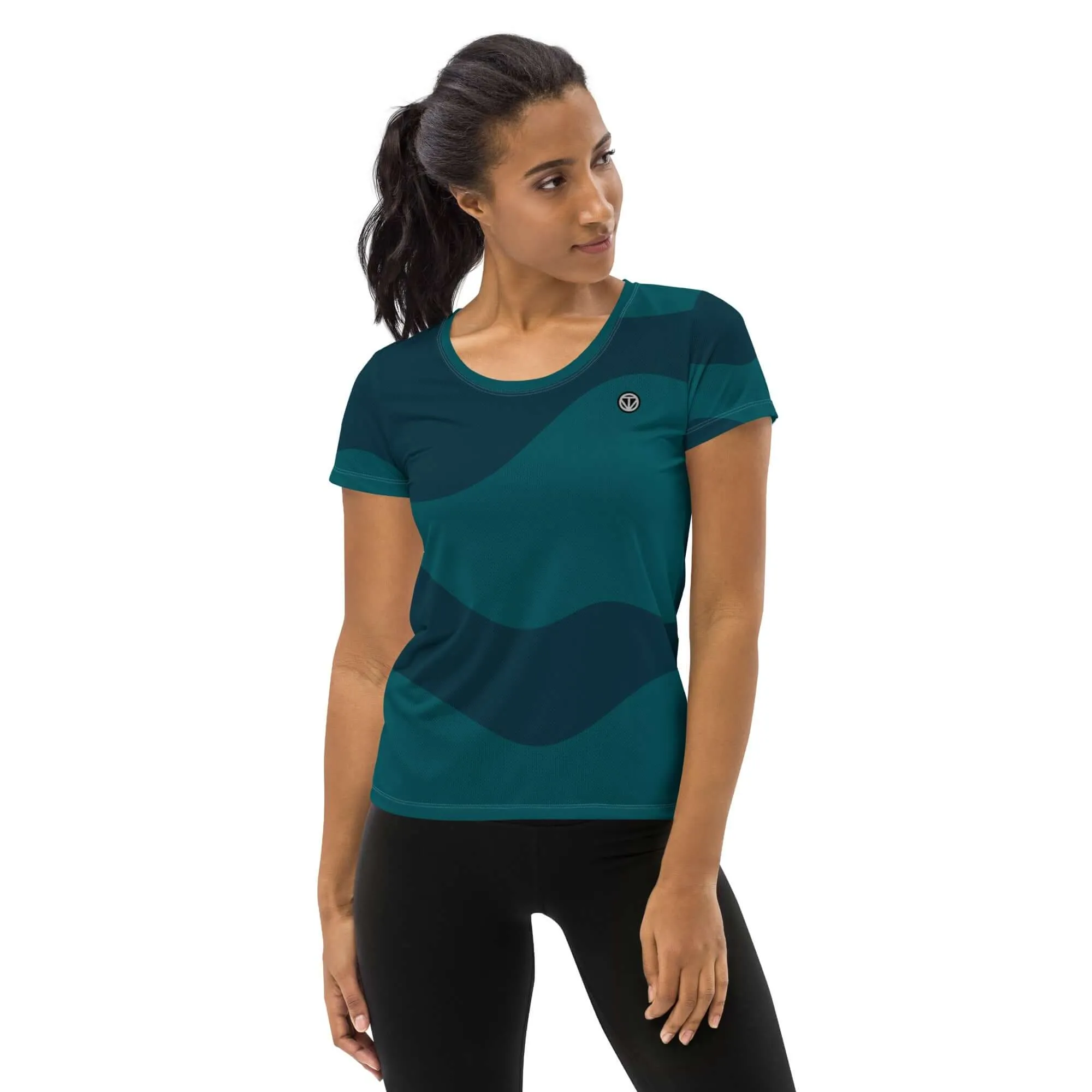 TOV Damen Sport T-Shirt ABSTRACT (Blau)