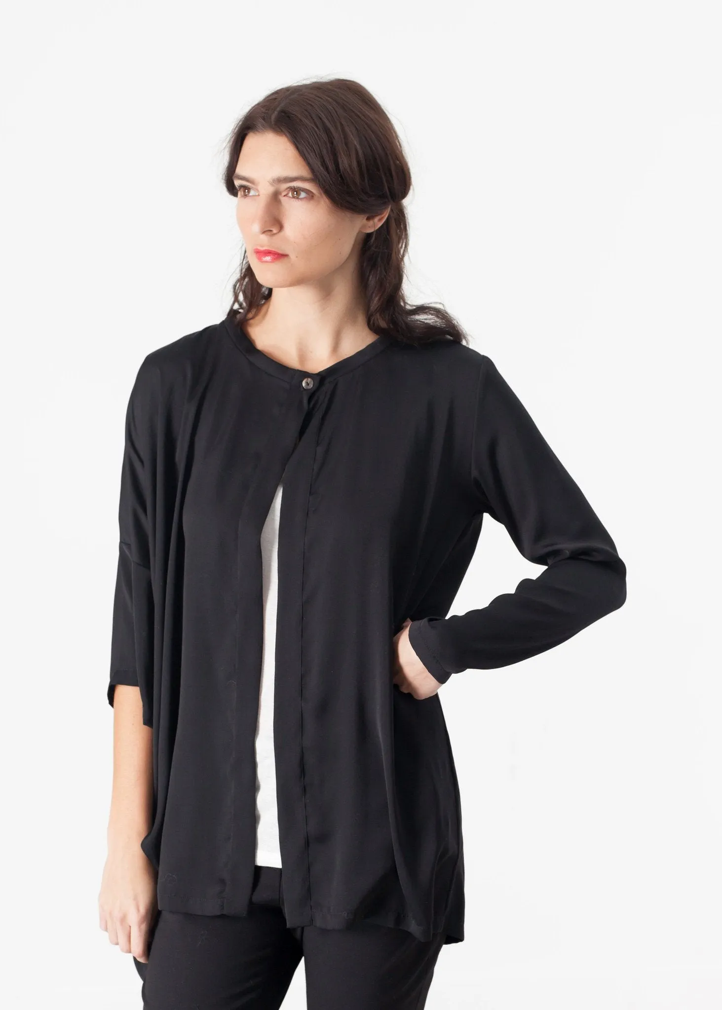 Unbalanced Cardigan in Black